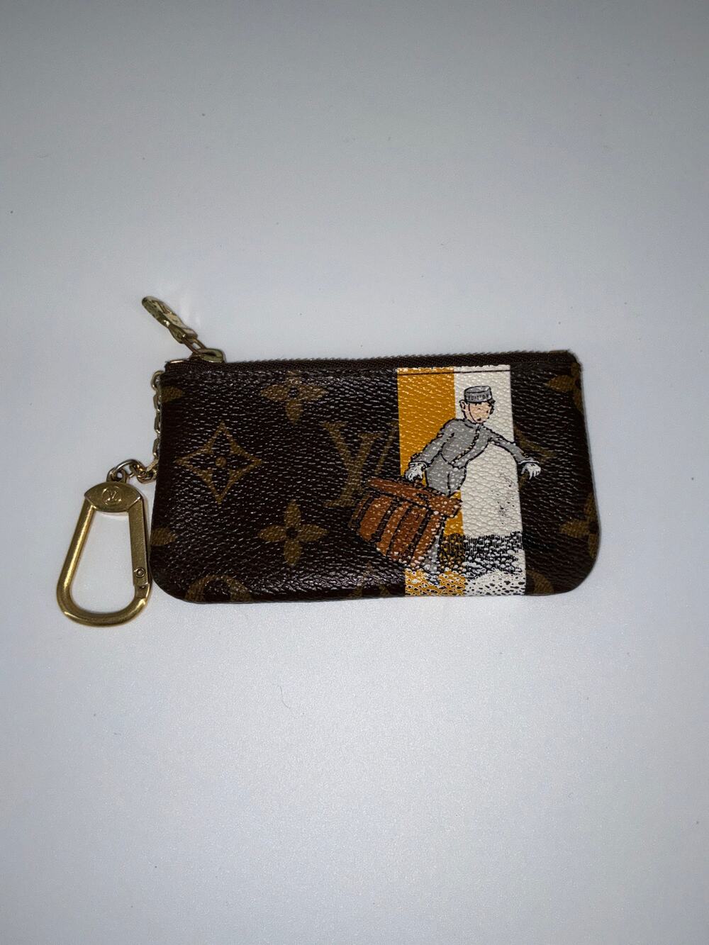 Louis Vuitton Custom Hand-Painted Monogram Canvas Key Pouch – Brown & Multicolor